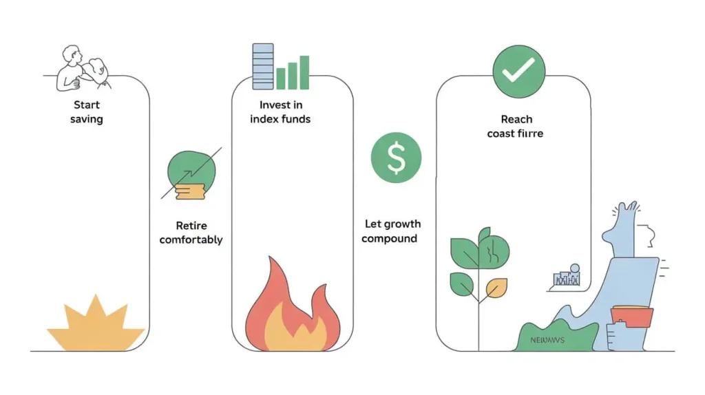 Why Index Funds Are Ideal for Long-Term Coast FIRE Growth 2 Coast FIRE journey mapped out through long-term index investing