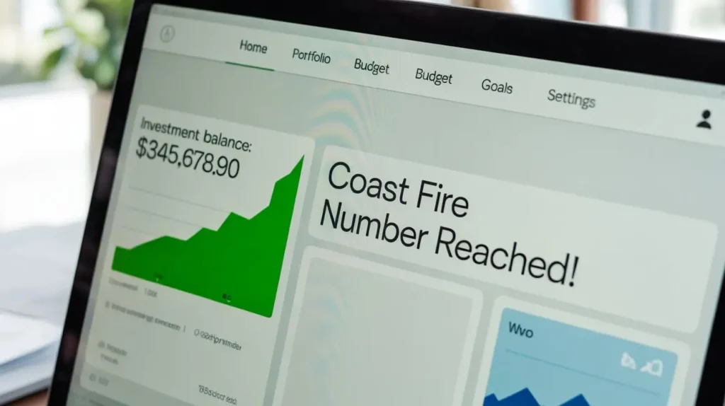 Why Index Funds Are Ideal for Long-Term Coast FIRE Growth 8 Investor-tracking-progress-toward-Coast-FIRE-goal-on-digital-dashboard
